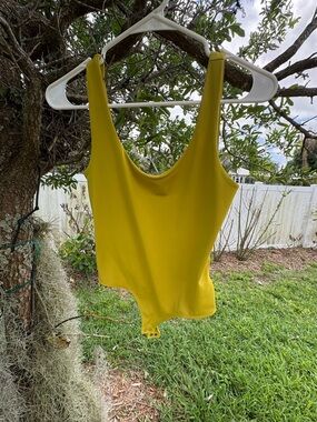 Express Mustard Yellow Scoop Neck Bodysuit